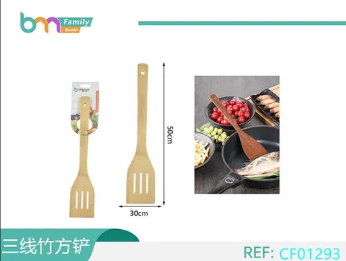 Espatula Ranurada Para Cocina De Bambú 50cm