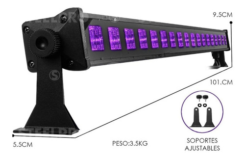 Imagen 3 de 5 de Luz Ultravioleta Uv Barra Led 18 X 5 Watts Steelpro