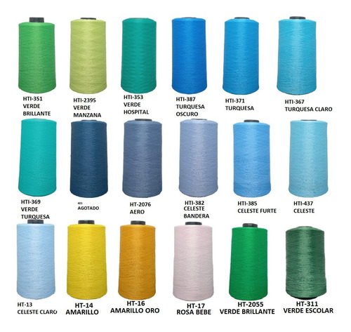 Imagen 1 de 6 de Pack 10 Conos Hilo Poliester Texturizado Overlock 6000 Mts