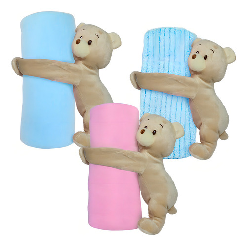 Frazada Cobija Rosa Para Bebé Con Osito De Peluche