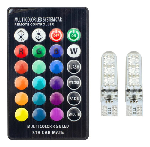 Ampolletas T10 Multicolor Led, Control Remoto 