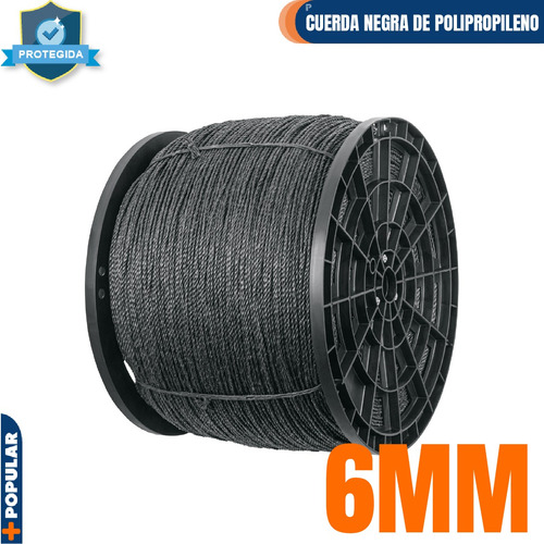 Cuerda Negra De Polipropileno 6 Mm, Carrete 20kg 40763
