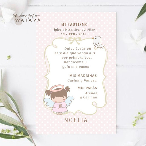 Imagen 5 de 10 de Estampitas Bautismo Tarjetas Estampas Nenas X 3u