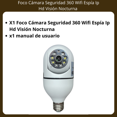 Foco Cámara Seguridad 360 Wifi Espía Ip Hd Visión Nocturna Blanco