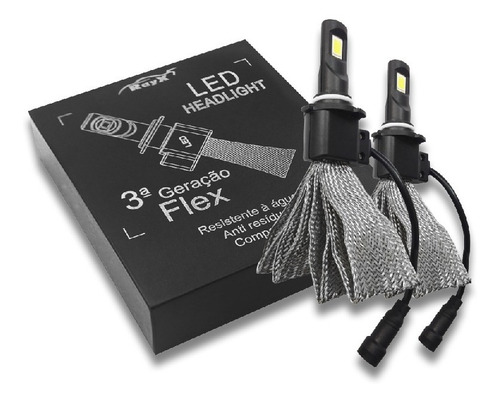  Lâmpadas Super Led Flexível Hb3 6400lm Com Dissipador Malha