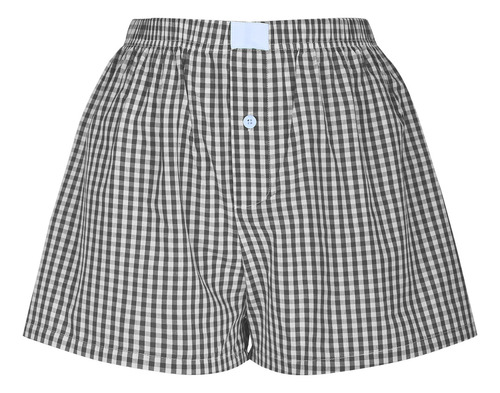 Pantalones Cortos A Cuadros Retro Holgados De Verano Para Mu