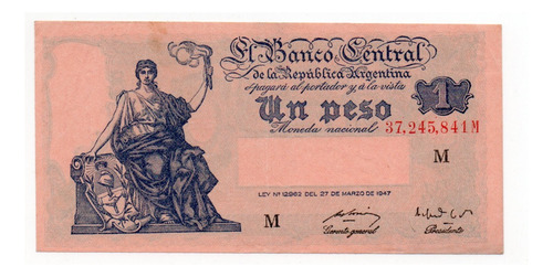 Billete 1 Peso Moneda Nacional Progreso Bottero 1838