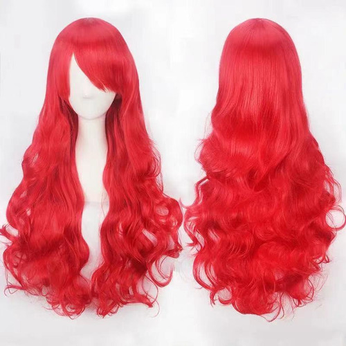 Peluca De Cosplay Rizada Colorida De 80 Cm, Rosa Claro