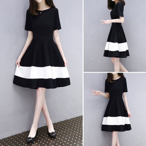 Vestido De Costura Negro De La Nueva Versión Coreana De Las