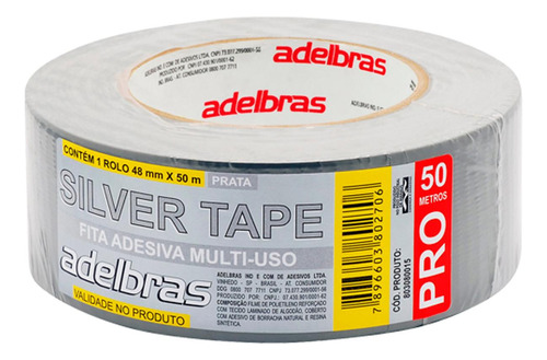 Fita Silver Tape Cz Adelbras 48mm X 50m