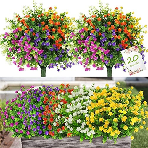 20 Paquetes De Flores Artificiales Al Aire Libre Flores Fals