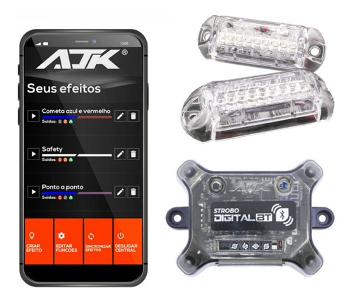 Kit Strobo Ajk Bluetooth Com 2 Faróis Led 4 Geração Bt