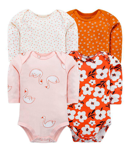 Set 4 Bodys Niña Manga Larga Algodón Ropa Bebe /maryshopcl