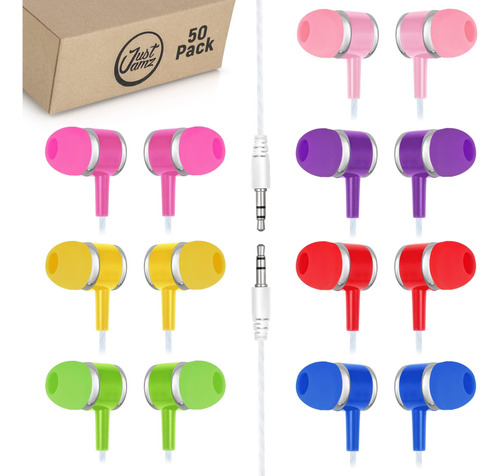 Justjamz 50 Multipack De Coloridos Auriculares Intrauditivos