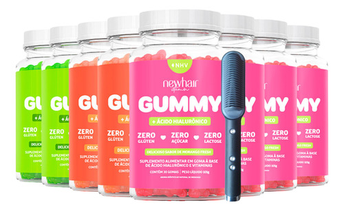 New Hair Gummy - Kit 8 Potes Suplemento Vitamina Capilar