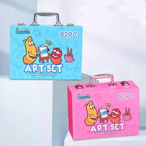 Set Arte Colores Crayones Plumones Acuarelas Estuche 82 Pzs Color Rosa