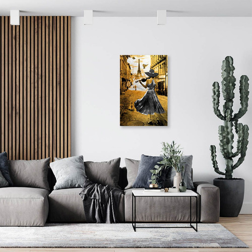 Cuadro Decorativo Mujer Tocando Violín En Dorado 120x80