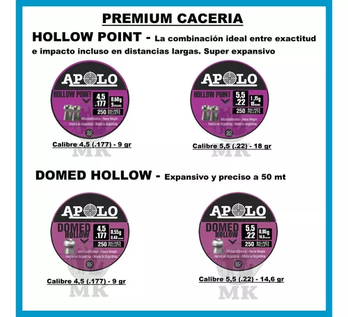 Balines Apolo 5.5 mm Hollow Point 250 un