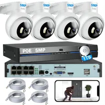 Comprar Ojo 5mp Poe Kit De Cámara De Videovigilancia 1tb Cctv 1920p Cctv Nvr Kits de Seguridad Camaras circuito cerrado Kit de camaras videovigilancia Circuito cerrado