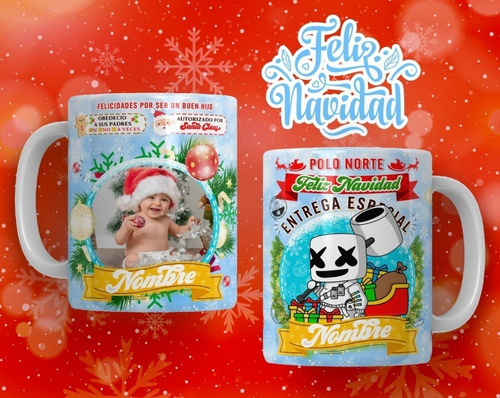 Taza Personalizada 6 Recuerdos Navidad Santa Claus
