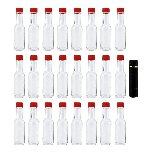 Mini Botellas De Salsa Picante (24-pack) Con Tapas Rojas Y G