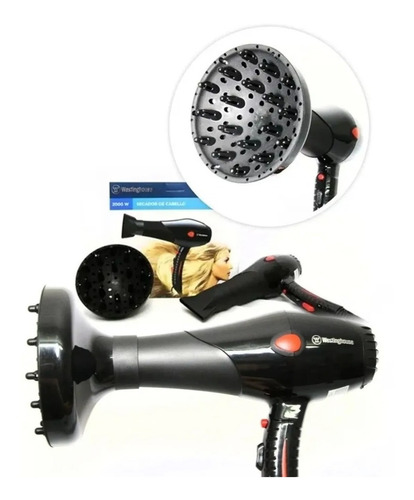 Imagen 5 de 10 de Secador De Pelo Westinghouse 2000w 3 Temperaturas Full