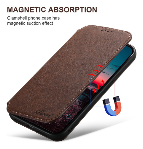 Capa De Couro Para Celular Compatível Com Carregamento Sem