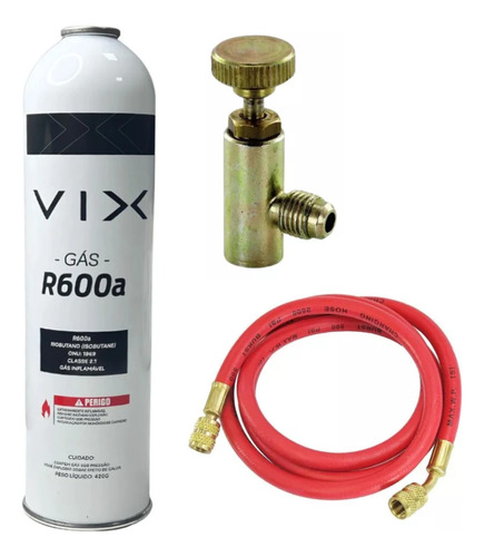 Refil Gas R600a 420g Vix + Valvula Refil + Mangueira P/ Gás