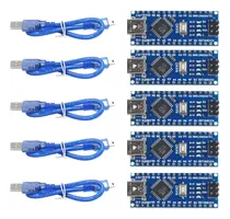 Comprar 5 Placas Nano Compatible Ide Arduino Atmega328p V3 + Cables