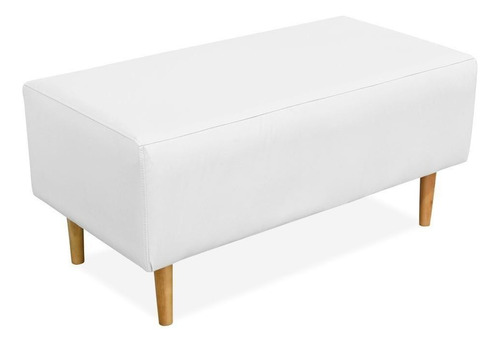 Puff Decorativo Sala De Estar Cléo 90 Cm Corino Branco