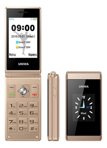 Teléfono Móvil Uniwa Ancianos Flip Dual Sim