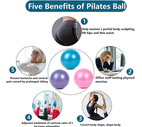 Imagen 8 de 10 de Pelota Pilates 22cm Fitness Yoga Anti Explosion Crazy Fit