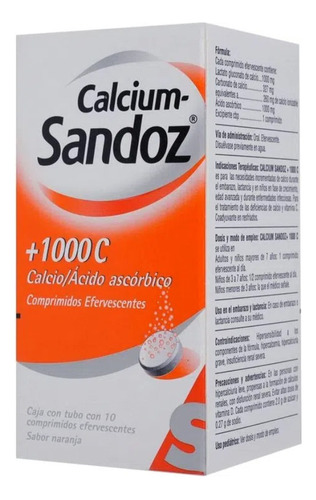 Calcium Sandoz Calcio/ácido Ascórbico 10 Tabs Efervescentes Sabor Naranja