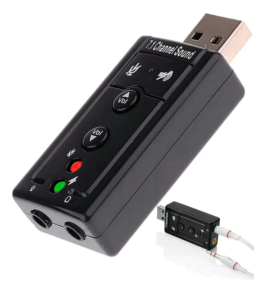 Placa de Som Externa USB 7.1 WiLight Adaptador de Áudio para Fone de Ouvido e Microfone Compatível com PC Notebook Computador Plug & Play Compacta Portátil