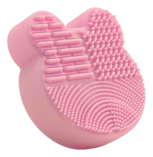 Limpia Brochas Maquillaje Estuche Esponja En Seco Formas Color Oso Rosa