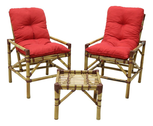 2 Cadeiras Varanda E 1 Mesa Em Bambu