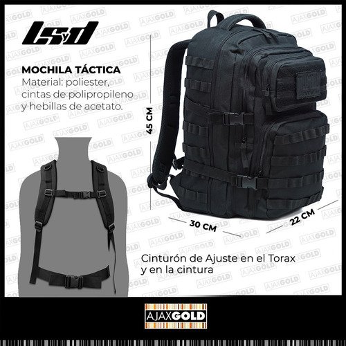 Imagen 4 de 7 de Mochila Tactica Asalto Camping Acolchonada Urbana Militar