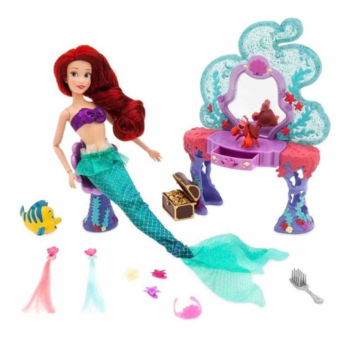 Ariel Sirenita Play Set Muñeca Tocador Bajo Del Mar Disney