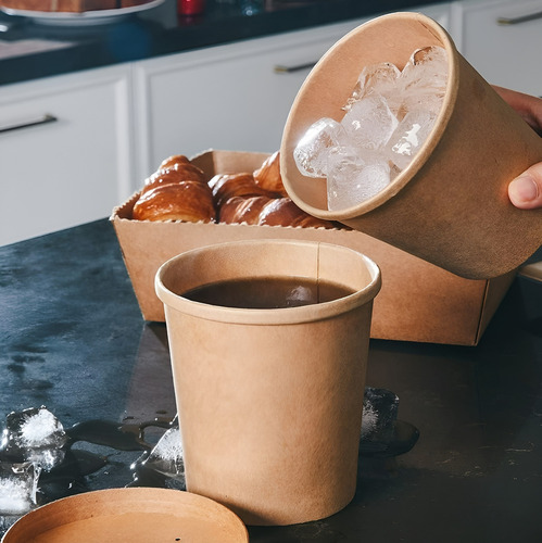 Set X50 Potes Contenedor De Alimentos Pote Kraft C/tapa 26oz Bowl Kraft Envases Pote Kraft 760ml Ensaladera Potes Para Colaciones Contenedor De Alimentos Bowl Sopa Potes Bowl Ensalada Pasteleriuscl