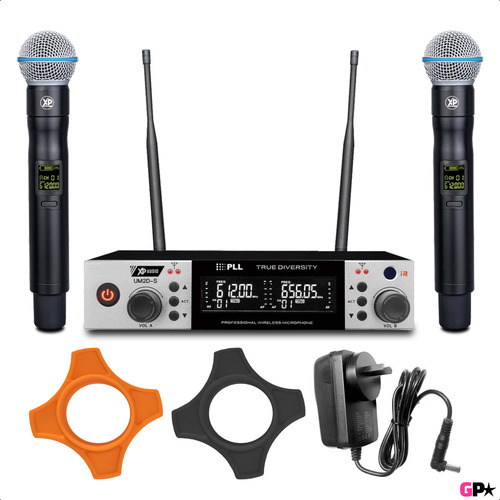 Sistema Profesional Microfono Inalambrico Uhf Fm Doble Mano