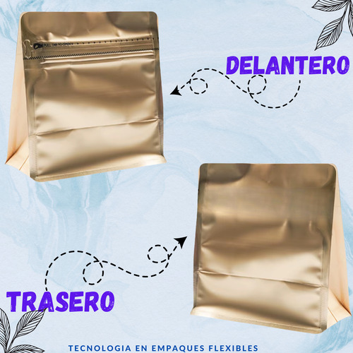 100 Bolsas Para Café, Cuadradas De 1 Kg Dorado Oscuro Cuadrada 1kg