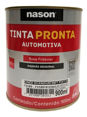 Pintura Automotriz Base Poliéster Gris Scandium Fiat 900ml