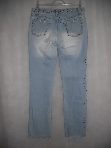 Cal a Jeans Tam 36 Renata Customizada Metais Taxas Bom Estad