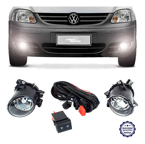 Kit Farol Milha Vw Fox 2003 A 2009 Auxiliar Botão Completo