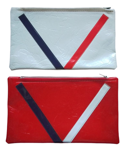 Cartuchera Canopla Chata Cierre Simil Cuero Retro Vintage Surtido Bandas