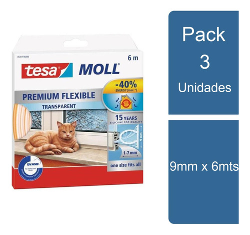 Pack 3 Tesamoll Tubular Silicona Premium Perfil O 6mts Tesa