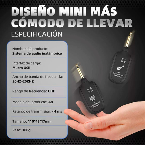 Transmisor Inalámbrico Uhf Para Guitarra Y Bajo - Fácil Conexión