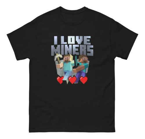 Polera Unisex Infantil Minecraft Game Love Miners Estampado