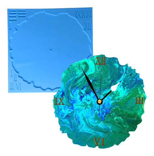 Molde Reloj Xl 55cm Círculo Irregular Para Resina Epóxica