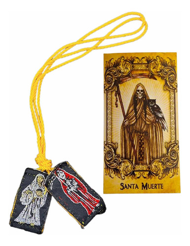 Escapulario Santa Muerte Amuleto 2 Pzas + Oración/ Imagen 